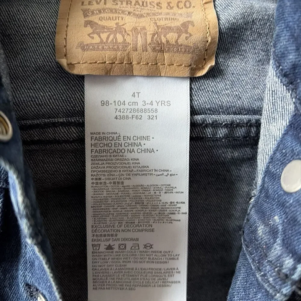 Levi's Denim Jacket 4T Blue Cotton Unisex Baby & Toddler Button Up Long Sleeve